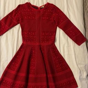 gianni bini red 3/4 length sleeve dress